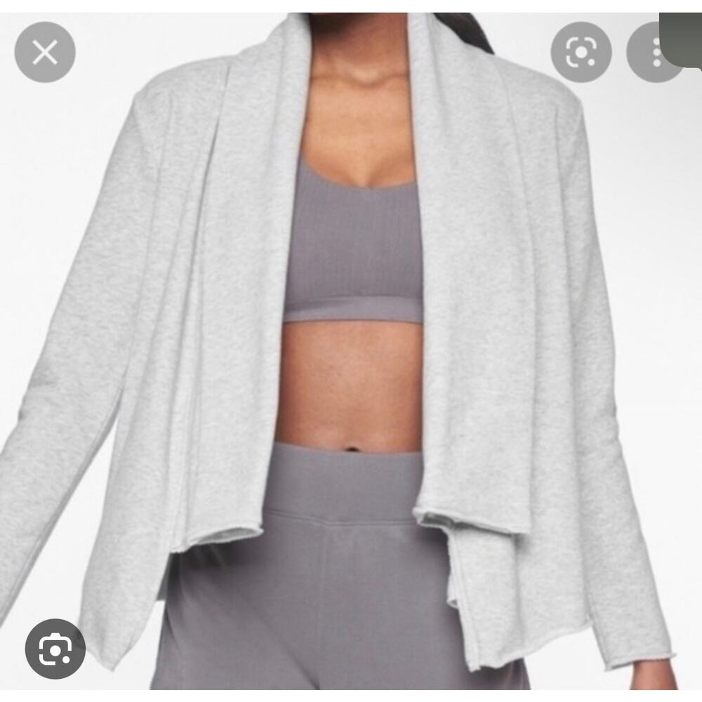 Athleta Gray French Terry Yoga Workout Tranquility Wrap Open Cardigan‎ Small